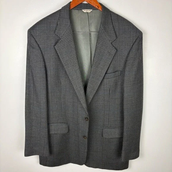 Bill Blass Menswear Tailored Gray Plaid Two Button Blazer‎ Jacket - Picture 2 of 6